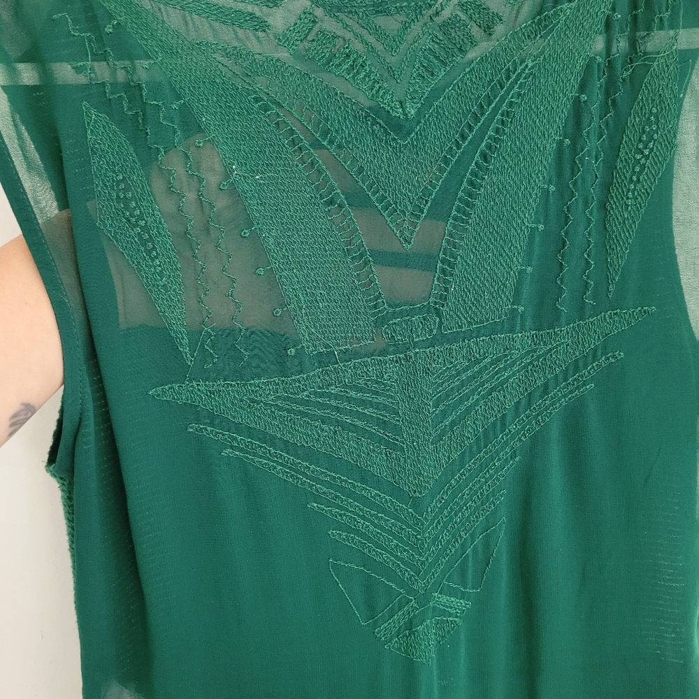 Zara women's peplum green top lace back - Picture 8 of 8
